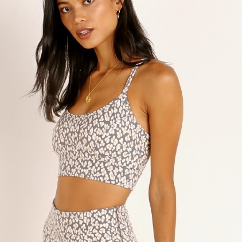 NWOT Varley Irena Sports Bra Lead Cheetah. Size Large.